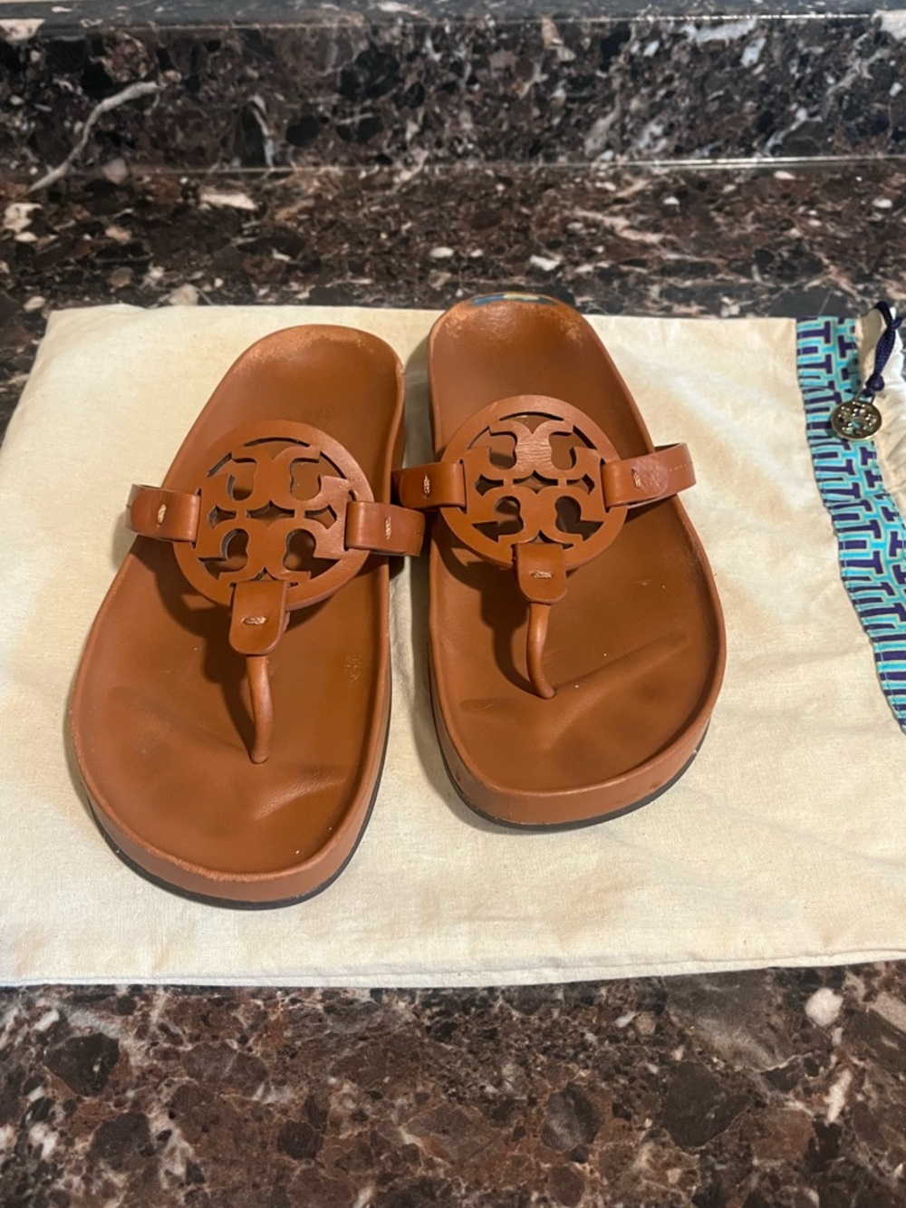 Tory Burch Tan Miller Thong Sandals